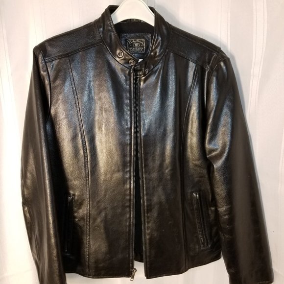 EUC Lucky Brand Full Grained Leather Jacket Medium - Picture 4 of 8